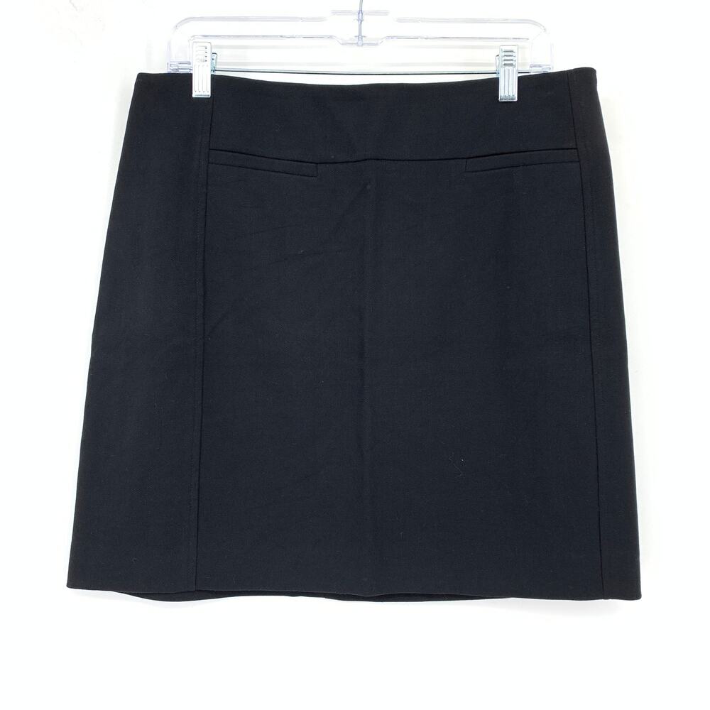 Loft A-Line Mini Skirt Womens Size 12P Black Back Zipper